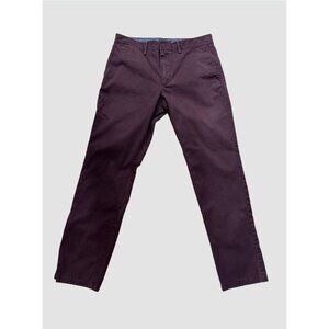Banana Republic Mens Pants 34 X 30.5 Fulton Straight Leg Burgundy Chino Stretch